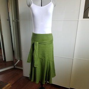Pinstripe Tie Belt Drop Waist Mermaid Flare Skirt